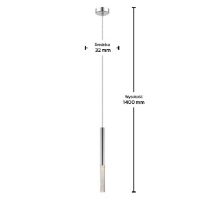 Lampa wisząca Zuma Line One LED 5W Chrom o długości 1400 mm i średnicy 32 mm.