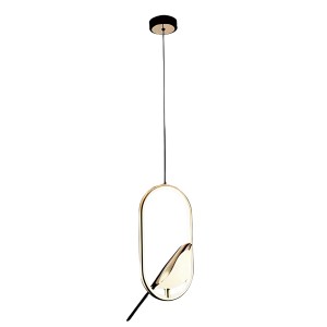Lampa wisząca Abigali Bird 18W owalna z ptakiem nowoczesna złoty