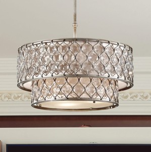 Lampa wisząca Lucia FE-LUCIA-P-E-2TR Elstead Lighting 6x60W E27 Stal Srebrny