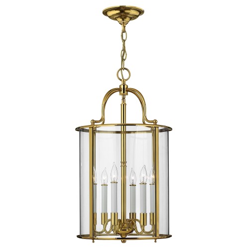 Lampa wisząca Gentry HK-GENTRY-P-L-PB Elstead Lighting 6x60W E14 Mosiądz Złoty