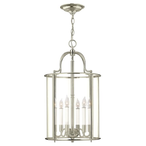 Lampa wisząca Gentry HK-GENTRY-P-L-PN Elstead Lighting 6x60W E14 Stal Srebrny