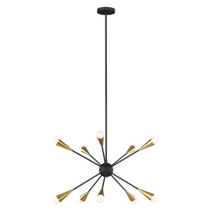 Lampa wisząca Jax FE-JAX10-MB Elstead Lighting 10x3W LED G9 Stal Czarny/Złoty