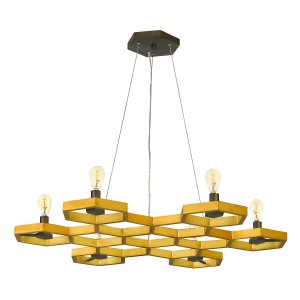 Lampa wisząca Moxie HK-MOXIE6-C-SSG Elstead Lighting 6x60W E14 Stal Złoty
