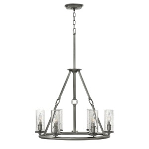 Lampa wisząca Żyrandol Dakota HK-DAKOTA6 Elstead Lighting 6x60W E14 Stal Szary