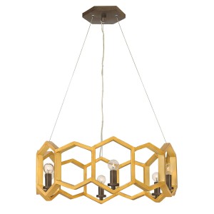 Lampa wisząca Moxie HK-MOXIE6-P-SSG Elstead Lighting 6x60W E14 Stal Złoty