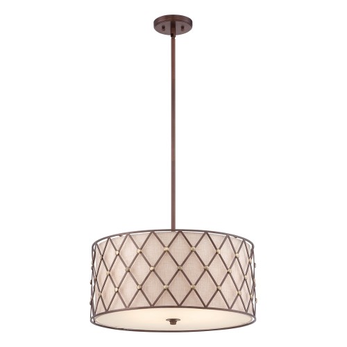 Lampa wisząca Brown Lattice QZ-BROWN-LATTICE-P-L Elstead Lighting 4x100W E27 Stal Beżowy