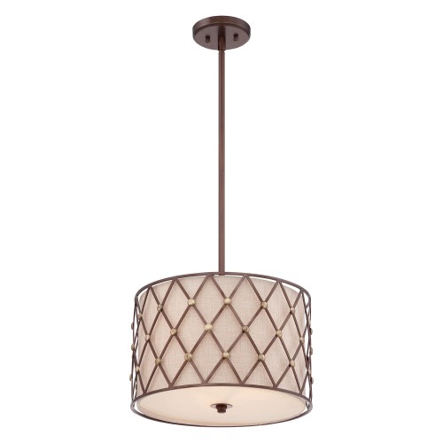 Lampa wisząca Brown Lattice QZ-BROWN-LATTICE-P-M Elstead Lighting 3x100W E27 Stal Beżowy