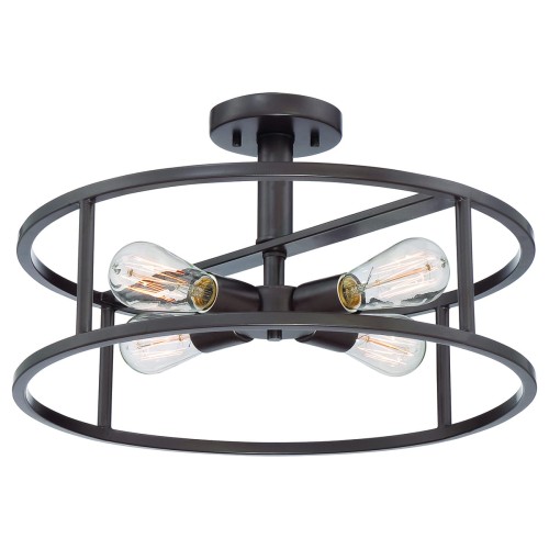 Lampa sufitowa New Harbor QZ-NEW-HARBOR-SF Elstead Lighting 4x60W E27 Stal Brązowy