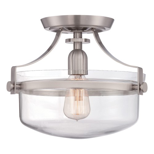 Lampa sufitowa Penn Station QZ-PENN-STATION-F-BN Elstead Lighting 1x60W E27 Metal Srebrny