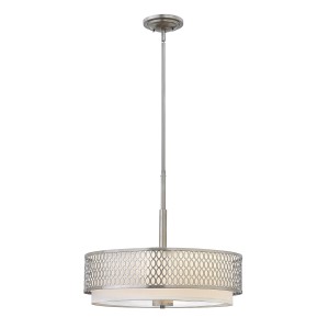 Lampa wisząca Jules HK-JULES-3P-BN Elstead Lighting 3xE27 60 W Stal, Len, Szkło Szczotkowany nikiel