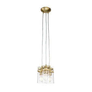 Lampa wisząca Brinley KL-BRINLEY3-BB Elstead Lighting 3xE27 60 W Stal, Szkło przezroczyste Szczotkowany mosiądz