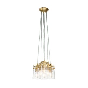 Lampa wisząca Brinley KL-BRINLEY6-BB Elstead Lighting 6xE27 60 W Stal, Szkło przezroczyste Szczotkowany mosiądz
