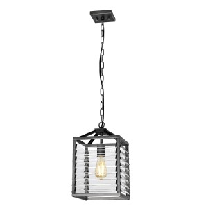 Lampa wisząca Louvre LOUVRE-1P Elstead Lighting 1xE27 60 W Stal, Szkło Szary