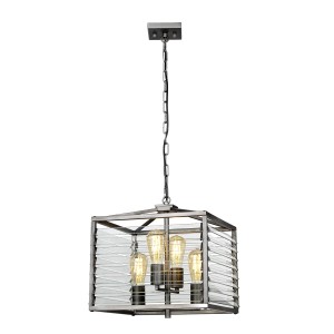 Lampa wisząca Louvre LOUVRE-4P Elstead Lighting 4xE27 60 W Stal, Szkło Szary