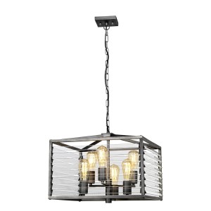 Lampa wisząca Louvre LOUVRE-6P Elstead Lighting 6xE27 60 W Stal, Szkło Szary