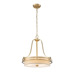 Lampa wisząca Gotham QZ-GOTHAM-P-BB Elstead Lighting 4xE27 100 W Stal, Szkło, Tkanina Szczotkowany mosiądz