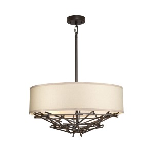 Lampa wisząca Taiko TAIKO-4P Elstead Lighting 4xE27 60 W Stal, Len Stary brąz