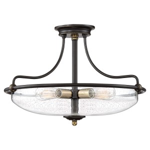 Lampa sufitowa plafon Griffin QZ-GRIFFIN-SFM-C-PNAB Elstead Lighting 4xE27 60 W Stal, Szkło z bąbelkami powietrza Brąz palladiański, Wyblakły mosiądz
