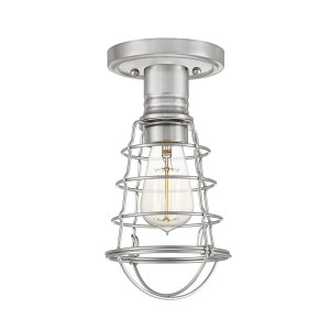 Lampa sufitowa plafon Mixon QZ-MIXON-SF-BN Elstead Lighting 1xE27  60 W Stal Szczotkowany nikiel