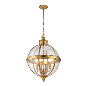 Lampa wisząca Adams FE-ADAMS-4P-BB Elstead Lighting 4xE14 60 W Stal, Szkło przezroczyste Oksydowany mosiądz