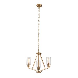 Lampa wisząca Deryn KL-DERYN3-NBR Elstead Lighting 3xE27 60 W Stal, Szkło z bąbelkami powietrza Naturalny mosiądz