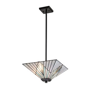 Lampa wisząca Alderley TF-ALDERLEY-F-P Elstead Lighting 2xE27 60W Stal, szkło artystyczne Brązowy