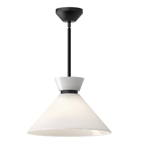 Lampa wisząca Halston ALM-HALSTON-P-M-BK Elstead Lighting 1xE27 60W Stal, warstwowe szkło opalowe Czarny