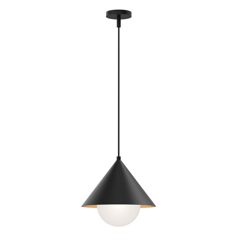 Lampa wisząca Remyck ALM-REMYCK-P-BK Elstead Lighting 1xE27 60W Stal, szkło opalowe Czarny