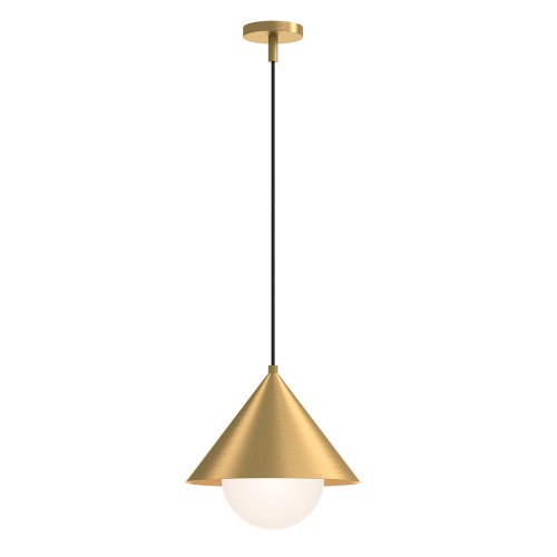 Lampa wisząca Remyck ALM-REMYCK-P-GD Elstead Lighting 1xE27 60W Stal, szkło opalowe Złoty