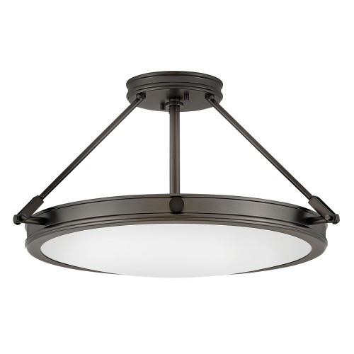 Lampa sufitowa Średni półplafon Collier HK-COLLIER-SF-M-BX Elstead Lighting 4xE14 40W Stal, szkło opalowe Czarny
