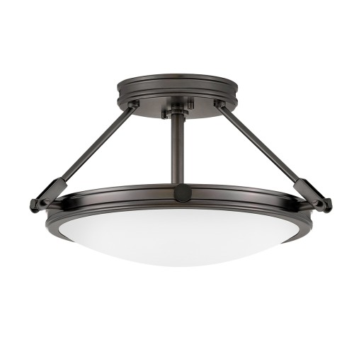 Lampa sufitowa Mały półplafon Collier HK-COLLIER-SF-S-BX Elstead Lighting 3xE14 40W Stal, szkło opalowe Czarny
