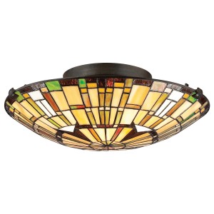 Lampa sufitowa Plafon Reed QZ-REED-F-VB Elstead Lighting 2xE27 60W Stal, szkło artystyczne Brązowy