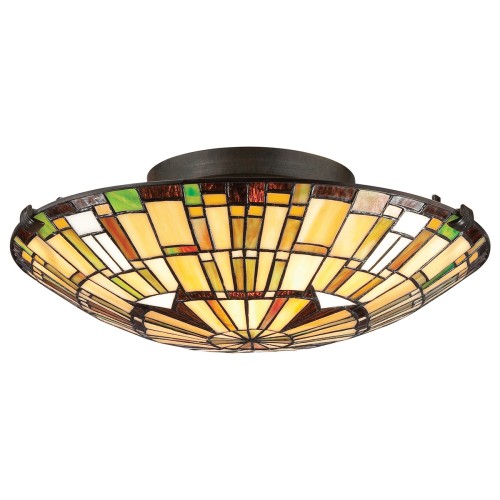 Lampa sufitowa Plafon Reed QZ-REED-F-VB Elstead Lighting 2xE27 60W Stal, szkło artystyczne Brązowy