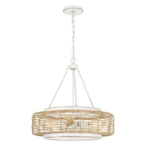 Lampa wisząca Waylon QZ-WAYLON-4P-AWH Elstead Lighting 4xE27 60W Stal, lina z naturalnego papieru, szkło Biały
