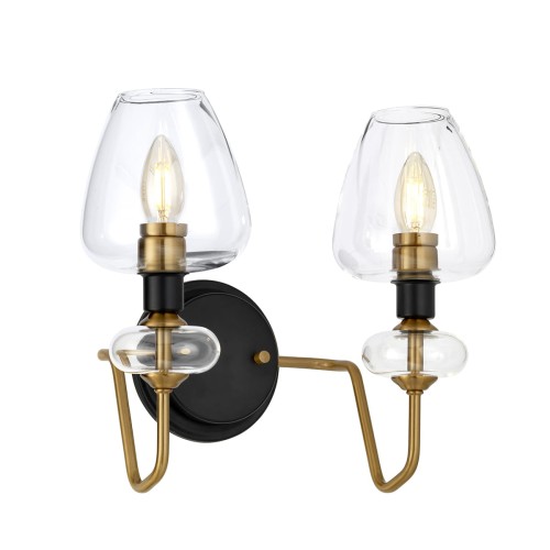 Lampa ścienna Armand DL-ARMAND2-AB Elstead Lighting 2x40W E14 Stal Mosiądz