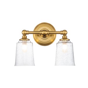Lampa ścienna kinkiet Hugeunot Lake FE-HUGOLAKE2BATH-BB Elstead Lighting 2xG9 LED 3.5 W Stal, Szkło z bąbelkami powietrza Oksydowany mosiądz