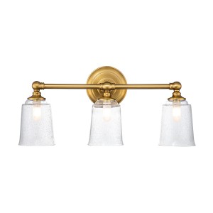 Lampa ścienna kinkiet Hugeunot Lake FE-HUGOLAKE3BATH-BB Elstead Lighting 3xG9 LED 3.5 W Stal, Szkło z bąbelkami powietrza Oksydowany mosiądz
