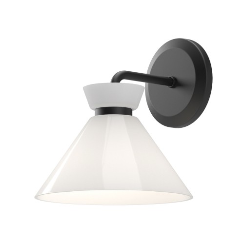 Lampa ścienna Kinkiet Halston ALM-HALSTON-1WB-BK Elstead Lighting 1xE14 40W Stal, warstwowe szkło opalowe Czarny