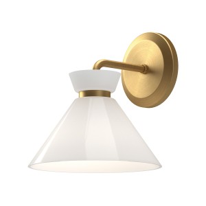 Lampa ścienna Kinkiet Halston ALM-HALSTON-1WB-GD Elstead Lighting 1xE14 40W Stal, warstwowe szkło opalowe Złoty