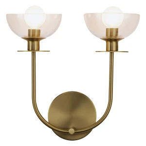 Lampa ścienna Kinkiet Sylvia ALM-SYLVIA-2WB-BG-CL Elstead Lighting 2xE14 40W Stal, szkło przezroczyste Złoty