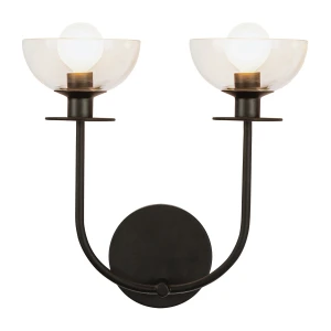 Lampa ścienna Kinkiet Sylvia ALM-SYLVIA-2WB-BK-CL Elstead Lighting 2xE14 40W Stal, szkło przezroczyste Czarny