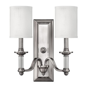 Lampa ścienna Sussex HK-SUSSEX2 Elstead Lighting 2x60W E14 Stal Srebrny
