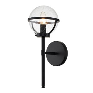 Lampa ścienna kinkiet Hollis HK-HOLLIS1-C-BK-BATH Elstead Lighting 1xE14  60 W Stal, Szkło z bąbelkami powietrza Czarne