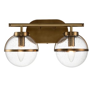 Lampa ścienna kinkiet Hollis HK-HOLLIS2-C-HB-BATH Elstead Lighting 2xE14  60 W Stal, Szkło opalowe Stary mosiądz