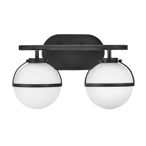 Lampa ścienna kinkiet Hollis HK-HOLLIS2-O-BK-BATH Elstead Lighting 2xE14  60 W Stal, Szkło opalowe Czarne