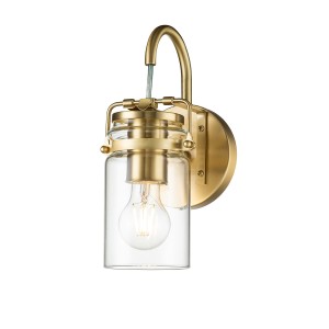 Lampa ścienna kinkiet Brinley KL-BRINLEY1-BB Elstead Lighting 1xE27  60 W Stal, Szkło przezroczyste Szczotkowany mosiądz