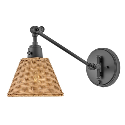 Lampa ścienna Kinkiet Arti HK-ARTI-1W-BK-NR Elstead Lighting 1xE27 60W Stal, rattan Czarny