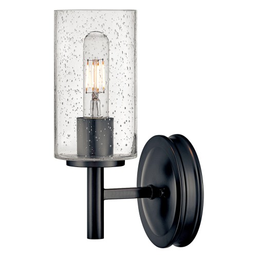 Lampa ścienna Kinkiet Collier HK-COLLIER1-BX Elstead Lighting 1xE27 60W Stal, szkło z bąbelkami powietrza Czarny
