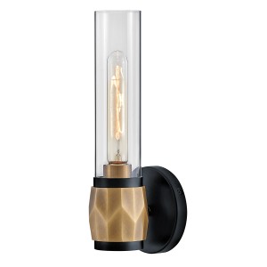 Lampa ścienna łazienkowa Kinkiet Ellison HK-ELLISON1-BK-HB Elstead Lighting 1xE27 40W Stal, szkło przezroczyste Złoty, Czarny