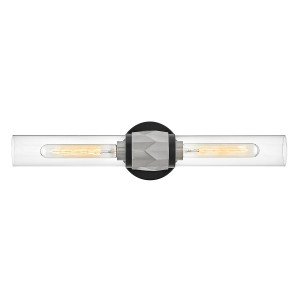 Lampa ścienna łazienkowa Kinkiet Ellison HK-ELLISON2-BK-BN Elstead Lighting 2xE27 40W Stal, szkło przezroczyste Czarny, Srebrny